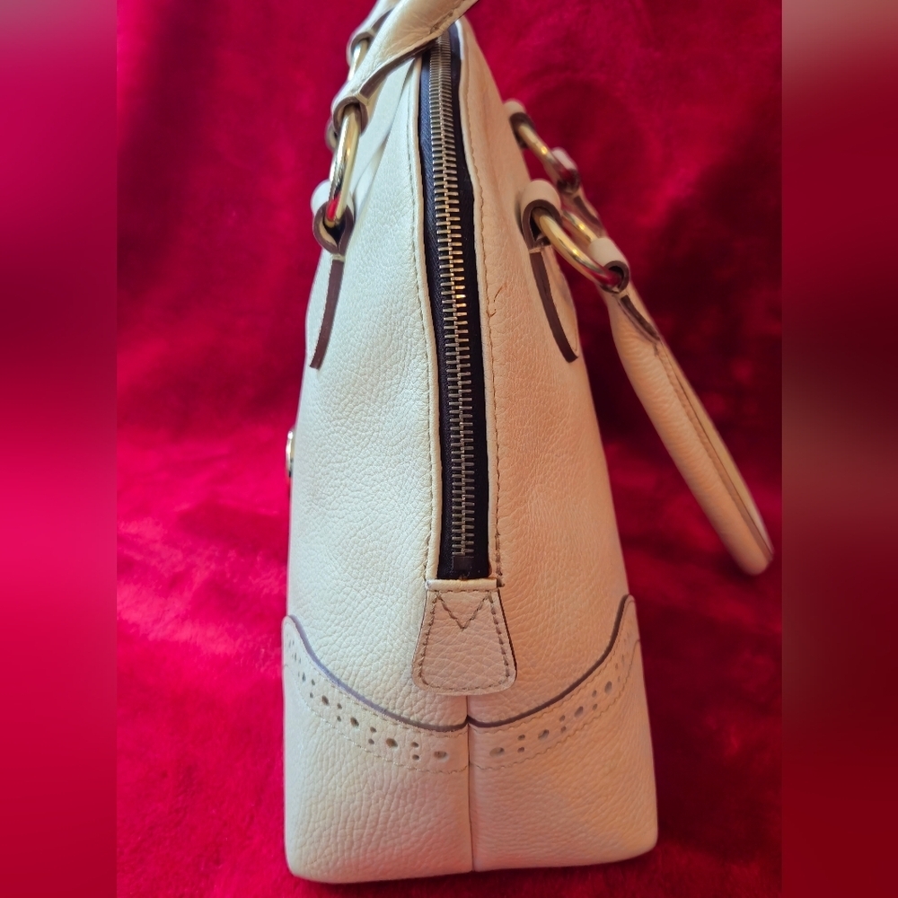 Dooney & Bourke Cream Leather Satchel - Picture 12 of 16